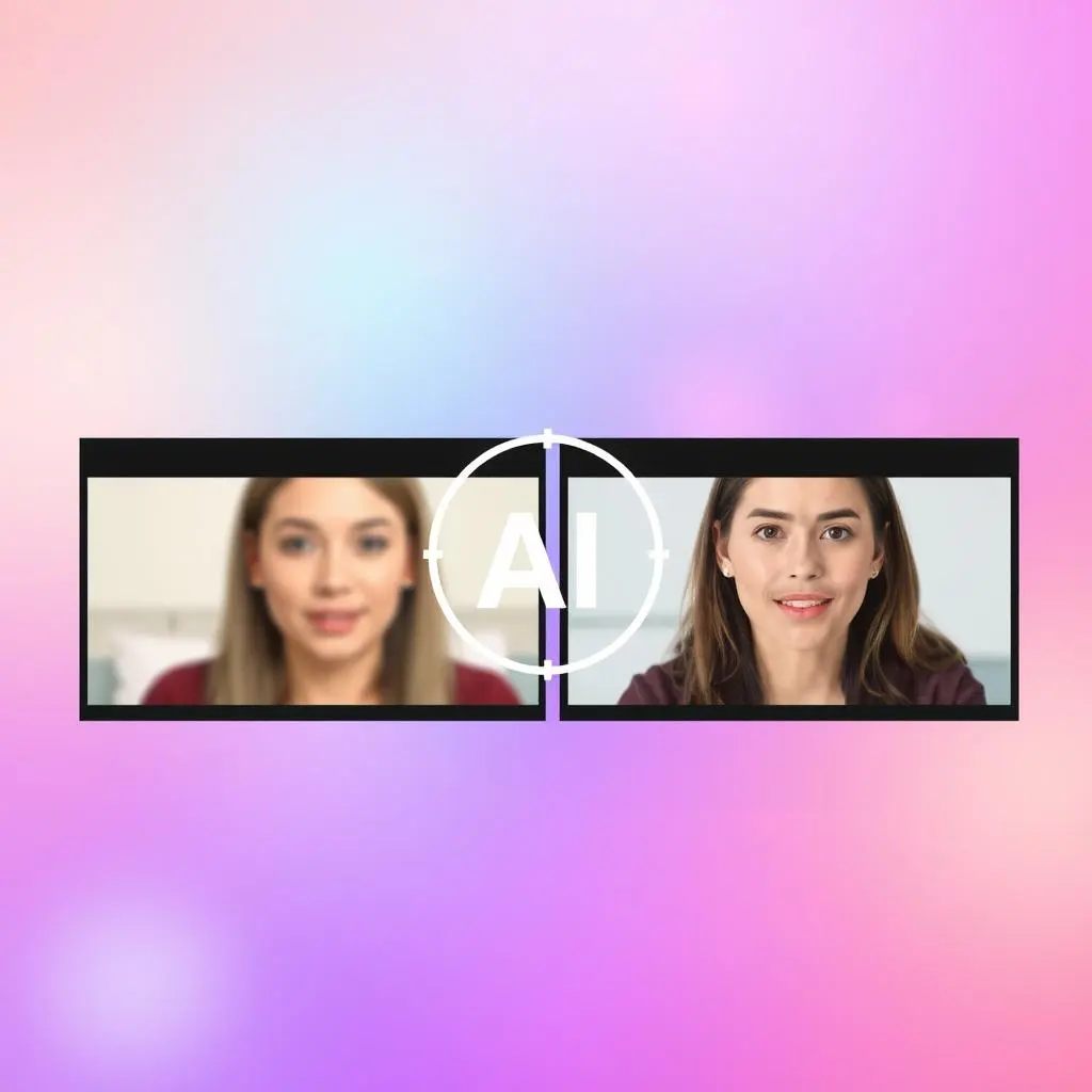 The left side is the original face, the right side is the replaced face, and there is an “AI” icon in the center, indicating that the face swap function is realized based on AI algorithm.